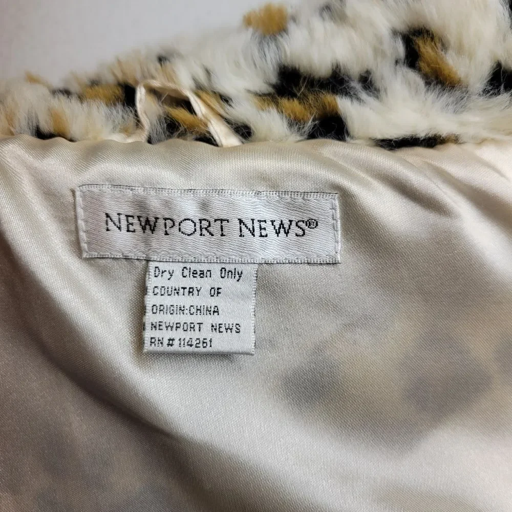 Newport News Y2K or 90s Leopard Print Faux Fur Cape with Bow
